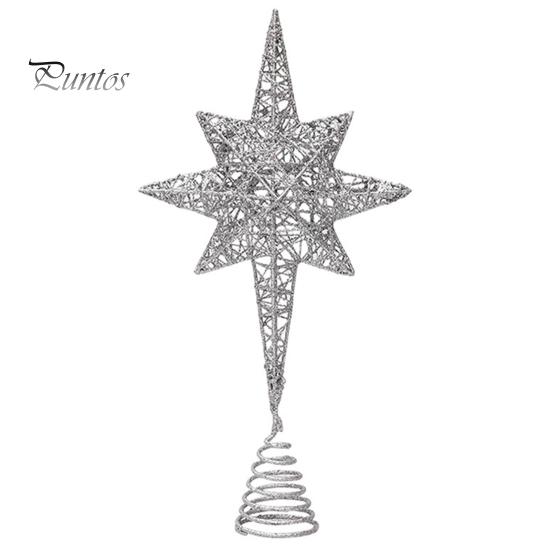 Верхняя часть рождественской елки со звездой сверкающего яркого цвета, нержавеющая полая конструкция, 3D украшение на вершине рождественской елки