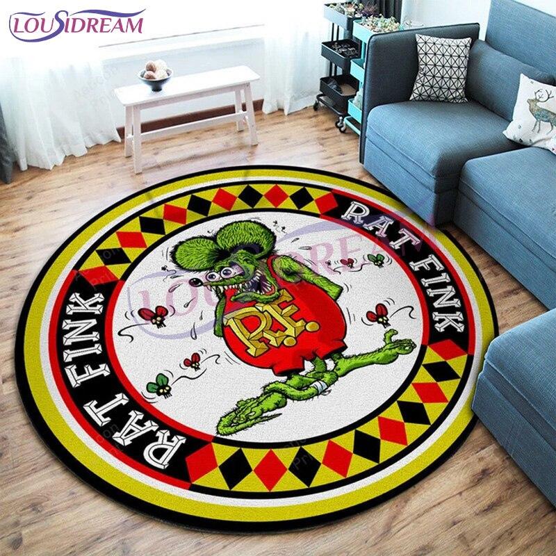 Персонализированный Хот-Род Гараж Круглый Коврик Rat Fink Ковер Ретро Круглый Ковер Декор Гостиной Коврики Коврики для Спальни Коврик Для Стулья