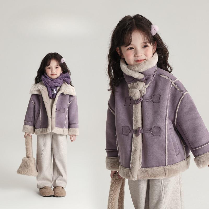 Новое зимнее утепленное пальто для девочек на флисовой подкладке