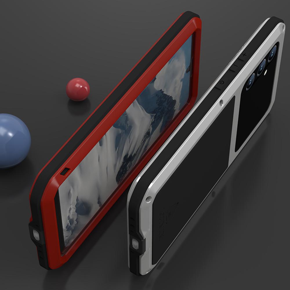 LOVE MEI Для Samsung Galaxy A34 5G Силикон+Металл Противоударный Прочный Чехол для Телефона со Встроенной Защитной Пленкой из Закаленного Стекла