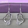 925 Sterling Silver AAA Zircon Heart Dropped Earrings Fashion Jewelry