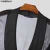 INCERUN Мужские прозрачные комбинезоны с длинным рукавом из сетчатой ткани в сетку