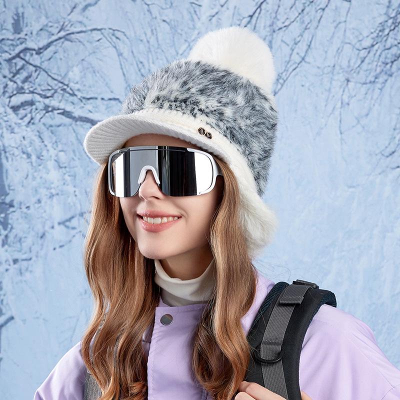 Мягкая бейсболка для защиты ушей, женская зимняя теплая вязаная шерстяная кепка для защиты от холода