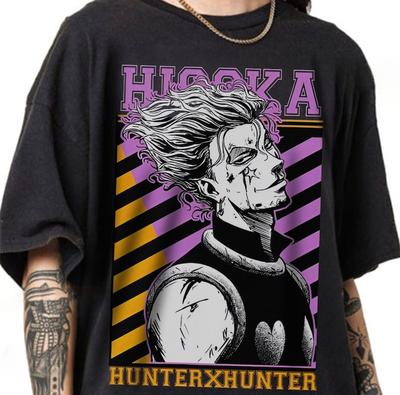 Футболка Hunter X Hunter, футболка Хисоки в стиле аниме, черная - подарок в стиле аниме.