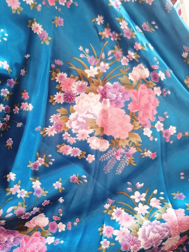 Большая Цветочная Ткань из Шелкового Сатина для Ципао, Подкладки и Ленты для Головного Убора