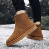 Зимние мужские ботинки на толстой подошве с круглым носком, короткий плюш, теплые, удобные, уличная повседневная обувь, мужские хлопковые ботинки