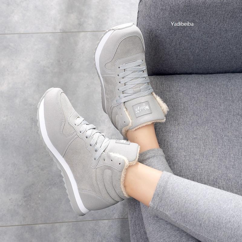 Winter Shoes Men Women Boots Warm Fur Shoes Women Snow Boots Casual Shoes Sneakers Ankle Unisex Shoes Winter Boots Plus Size 46