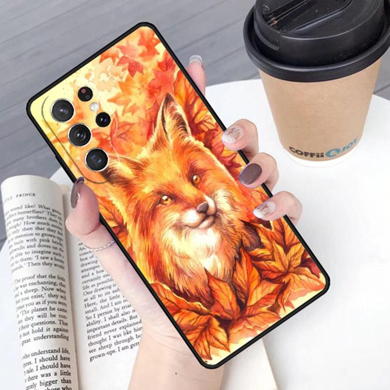 Осенние Листья Падающий Лис чехол для телефона Обложка Для Samsung Galaxy S24 S25 Ultra S21 S22 Ultra S10E Note 10 Plus Note 20 FE S23