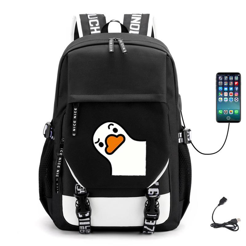 Multifunctional Goose Backpack Large Capacity Student Bag Leisure Travel Usb Computer Bag