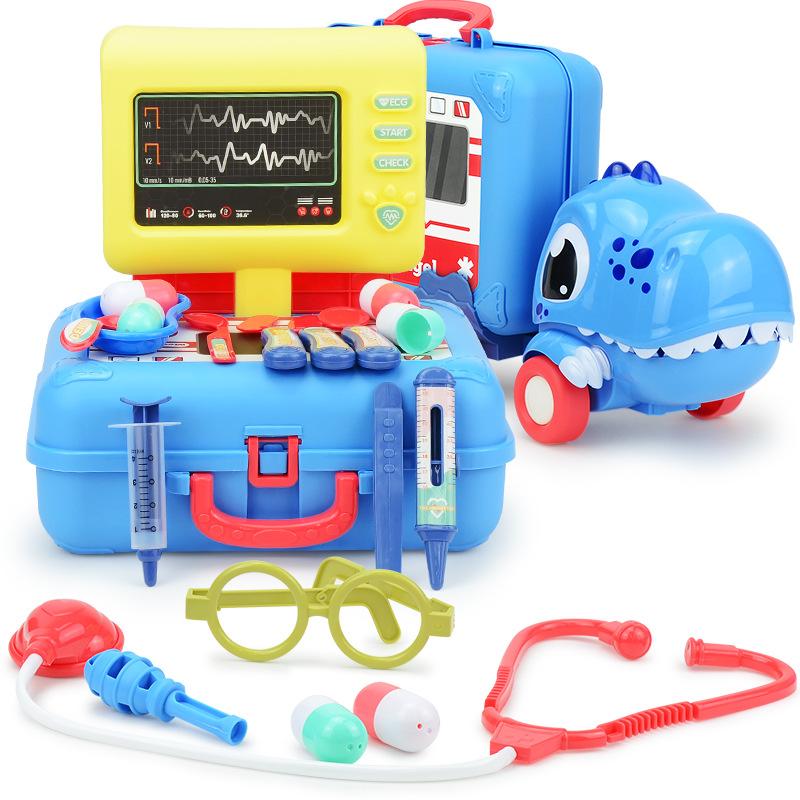 Baby Family Doctor Playing House Children'S Toy Set, Simulated Kitchen Cooking, Dinosaur Car Gift Box