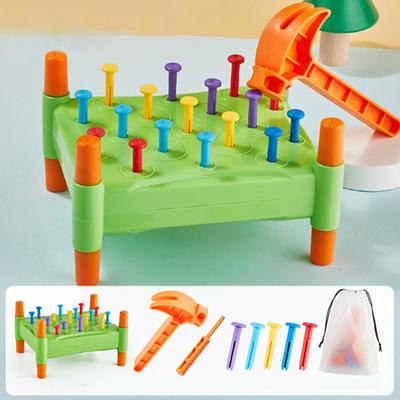 Доска для выбивания гвоздей Yousheng Baby с сумкой для хранения молотка, мелкая моторика, тренировка концентрации, силовые тренировки, образовательная двухсторонняя доска для малышей