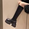 Fashion Vintage Women Knee High Boots Fashion Platform Modern Long Booties Winter Casual Square Heels Shoes