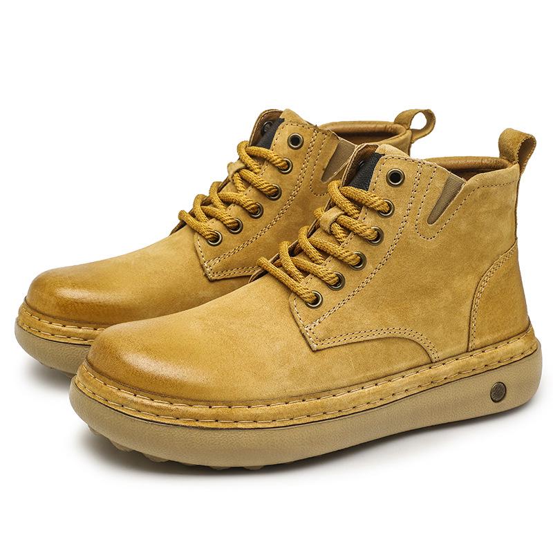 Men's Retro High-Top Martin Boots with Plus Velvet - Versatile Casual Sports & Work Shoes for Autumn and Winter