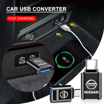 1 шт. Автомобильный зарядный адаптер Type-C к USB-конвертер Автомобильные аксессуары для Nissan Nismo Qashqai X J10 Trail Tiida Juke Teana Pulsar Altima