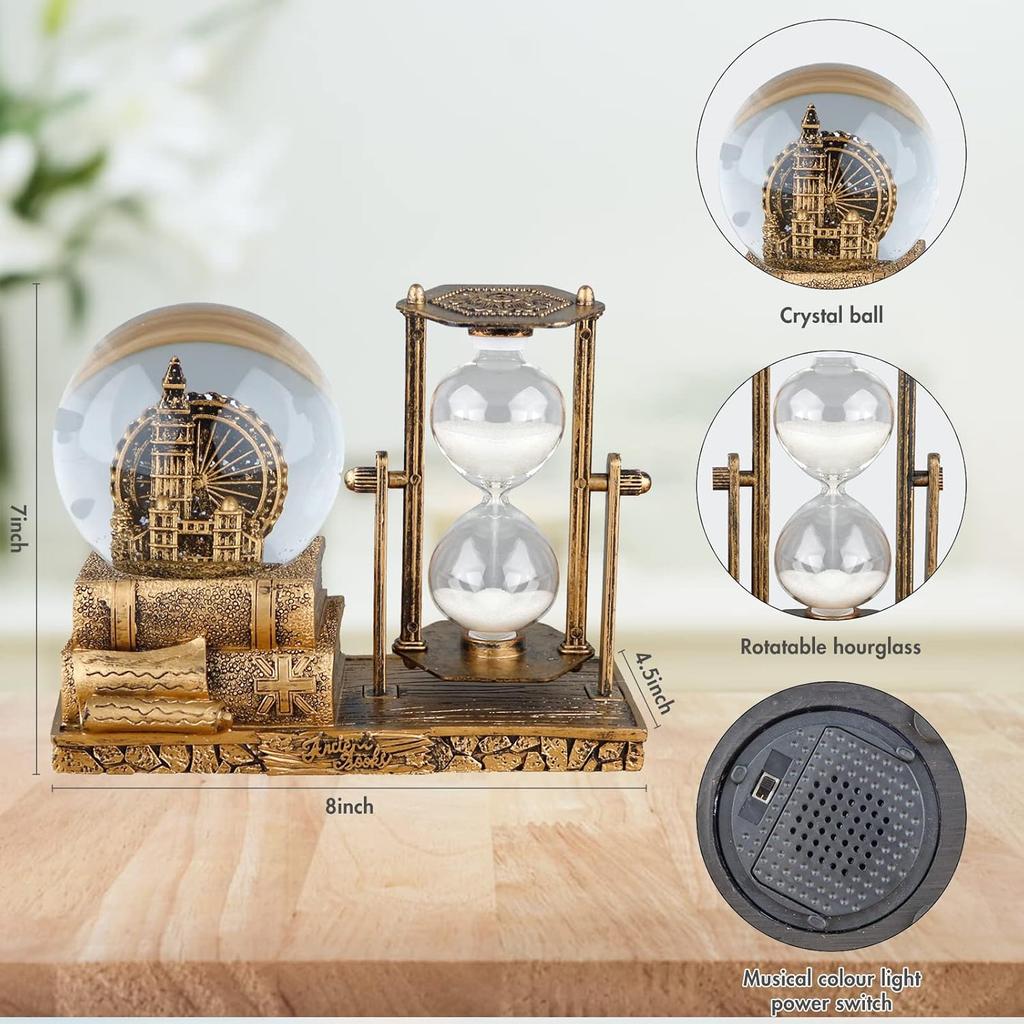Светодиодный музыкальный стеклянный шар со снегом, Песочные часы, Часы-песочница, Декор для дома, Настольный декор