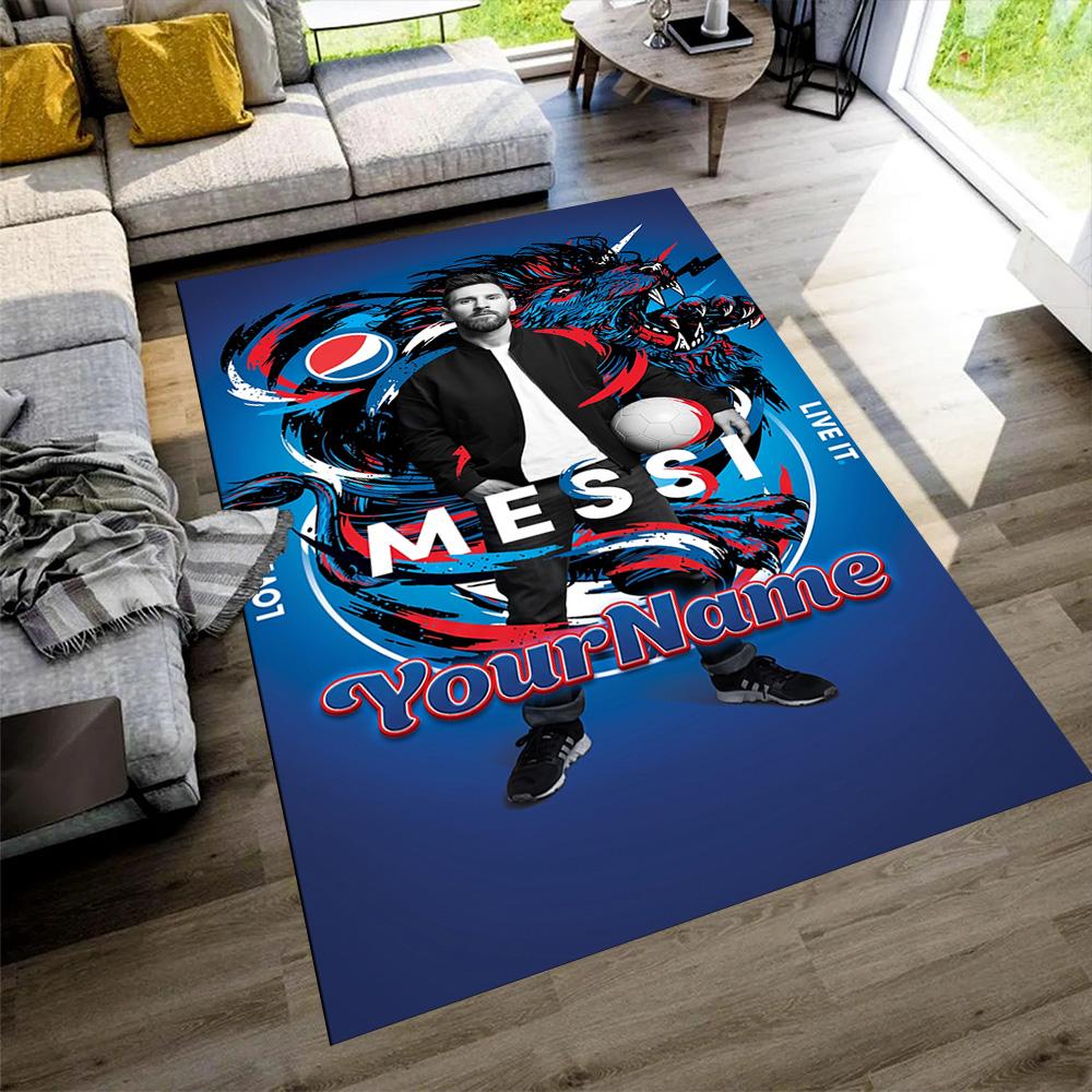 Messi Customize Your Name Carpet Design for Living Rooms Foyer Outdoor Game Room Antislip Carpet Decorate Offices Perfect Gift for Women/Men