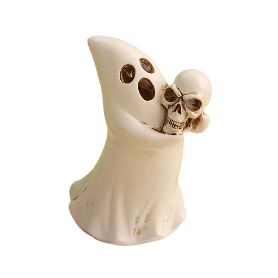 Хэллоуин Фигурка Привидения Белое Привидение с Тыквой Кот Жуткое Полимерное Украшение с Гравировкой Хэллоуин Декорация