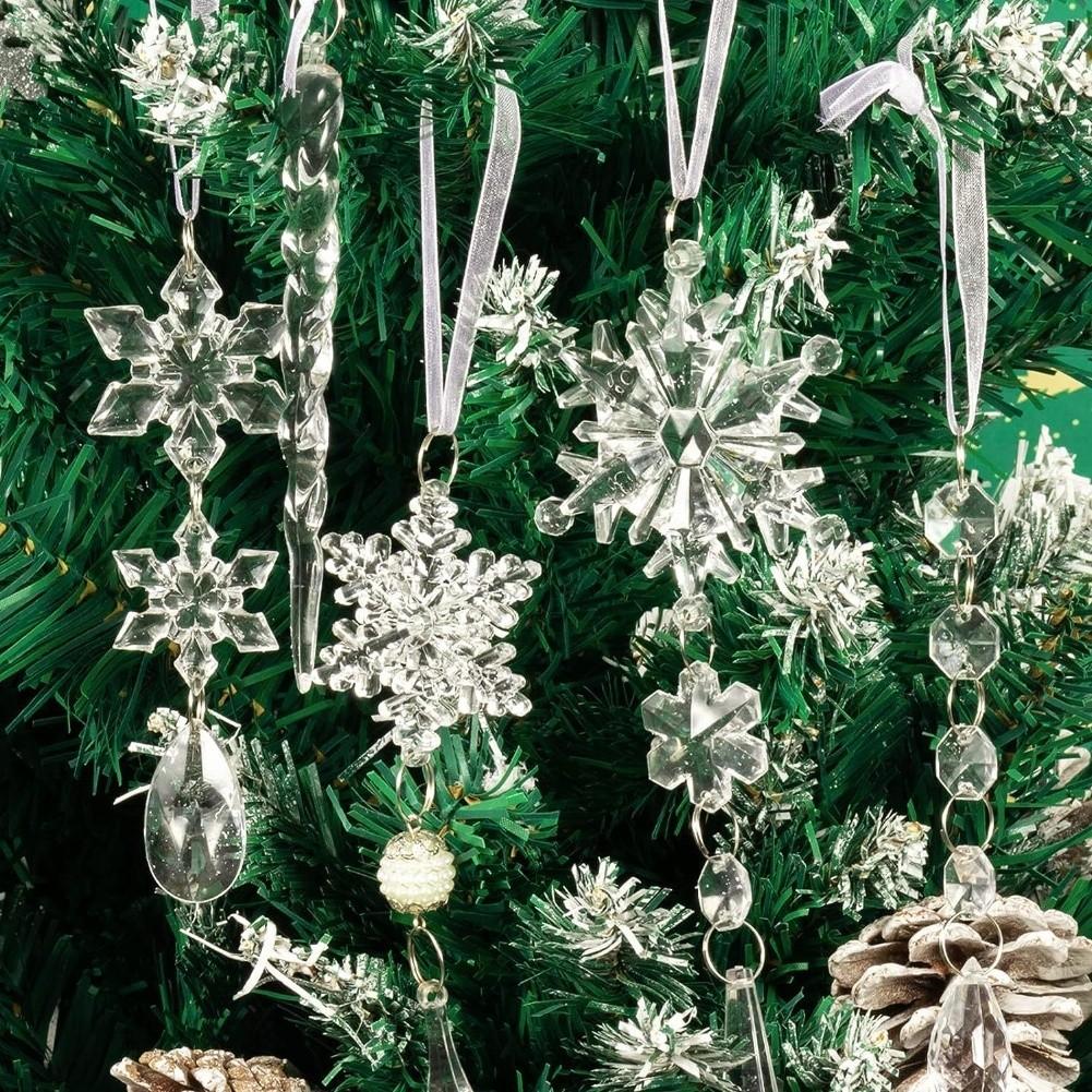 Christmas Ornaments Snowflake Icicle Tree Decoration Bright Display