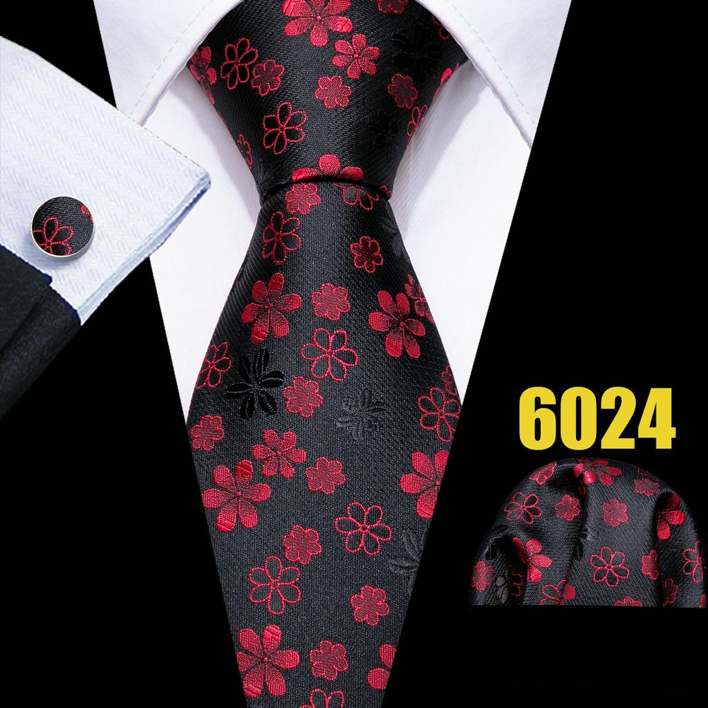 Barry.Wang Цветочные галстуки для мужчин, носовой платок, набор запонок, свадебный формальный набор галстуков