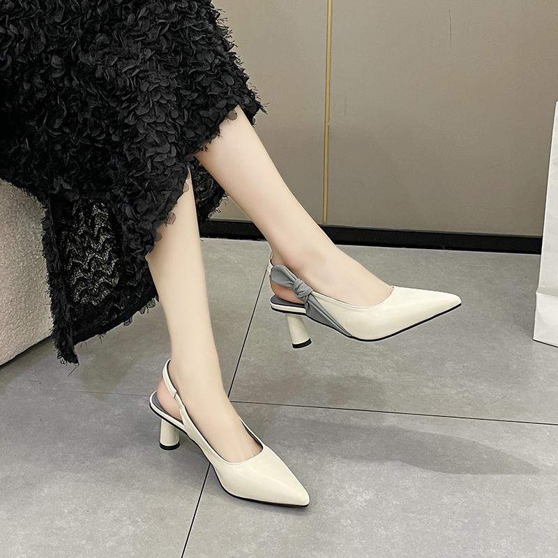 Новые элегантные туфли Slingback Woman 2024 Trend High Heels Sandals Women Sailback Sandals Black Heels Tudle Dress Tudle PuLeather Bridal Shoes