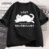 Kawaii Funny Black Cat T-Shirt Lazy Cat Tshirt Funny Cute Cat Tshirt Men Women Japanese Style Graphic Tees Cotton Mens Clothing