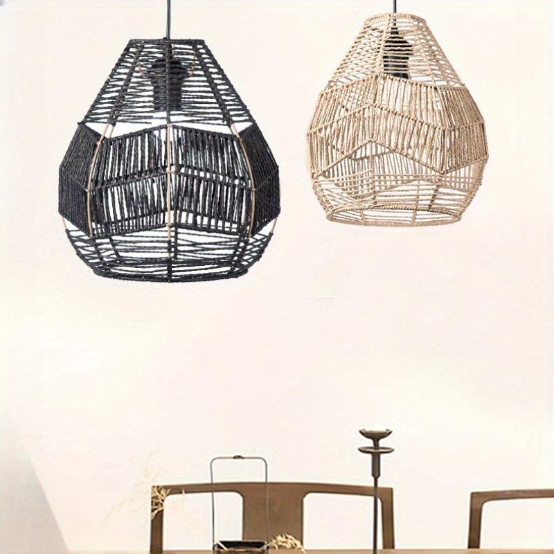 Hand Weave Lampshade Rattan Hanging Lamp Shade Cafe Hotel Light Cover Ceiling Pendant Fixture For Home Restaurant Decors