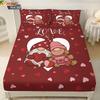 3pcs Valentine's Day red romantic goblin print coreless bed sheet set multi size bedroom bedcover decoration machine washable