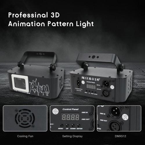 PAIFIEVD 3D RGB Проектор лучей, 500 мВт Анимированный диско-свет, Сценический свет с активацией звуком, Поддержка DMX512, Сканирующий свет с эффектом лучей для бара, свадьбы