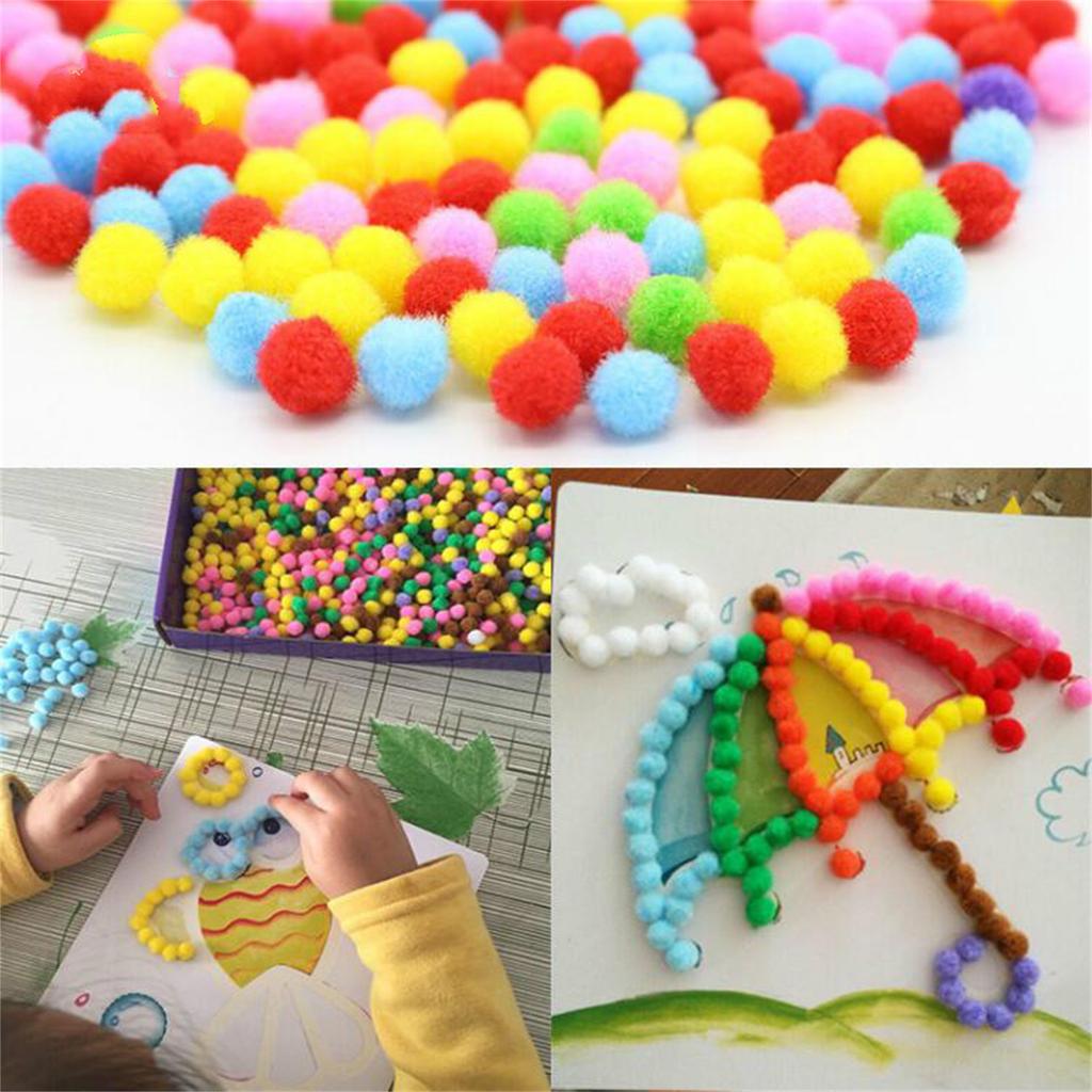 2 Pcs/Set Kids Plush Ball Painting Stickers Creative DIY Handmade Material Educational Toys Children Cartoon Puzzles Crafts Toy Random Color Pattern