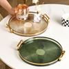 Round Serving Decorative Tray Plastic Serving Tray Kitchen Storages Decor for Party Coffee Table for Living Room Bathroom