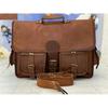 Мужская сумка-мессенджер из натуральной коричневатой кожи в винтажном стиле для ноутбука