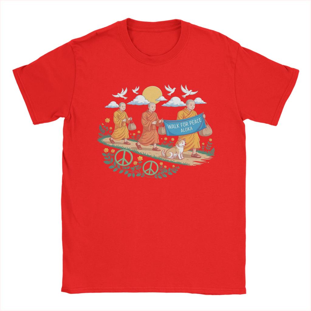 Walk for Peace Aloka Buddhist Monks T Shirts Unisex Womens Cotton Cool TShirt Tees Short Sleeve Clothes Birthday Present