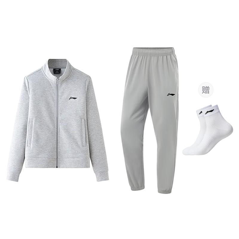 Li Ning Повседневная спортивная одежда Унисекс Монетный серый AWDVP57-1+AKLT541-4
