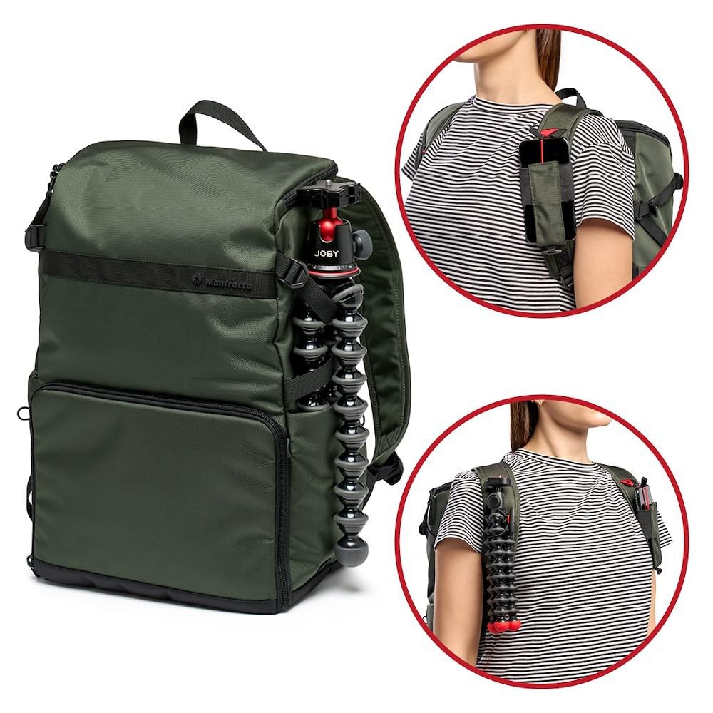 Рюкзак для фотоаппарата Street Slim, 12 л, тёмный, подходит для ноутбуков MB [Manfrotto] зелёного цвета, 14 дюймов, лёгкий, компактный, водоотталкивающий, MS2-BP.