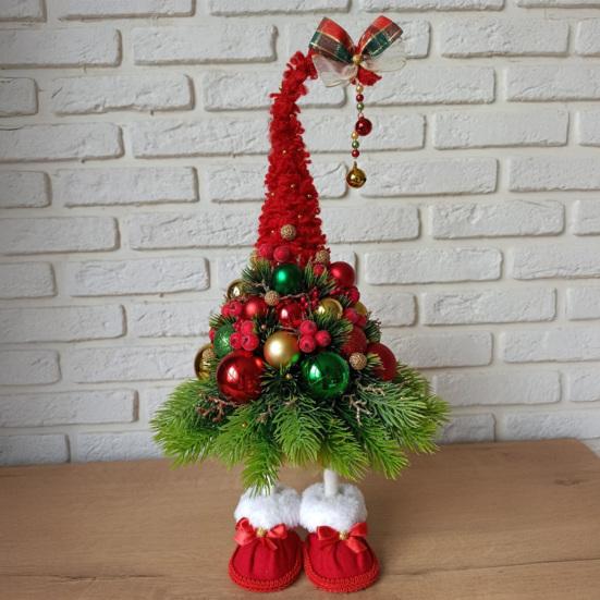 16 дюймов Рождественский гном фигурка Ручной работы Маленький гном Искусственная елка Настольный декор с шарами для настольного комнатного домашнего декора