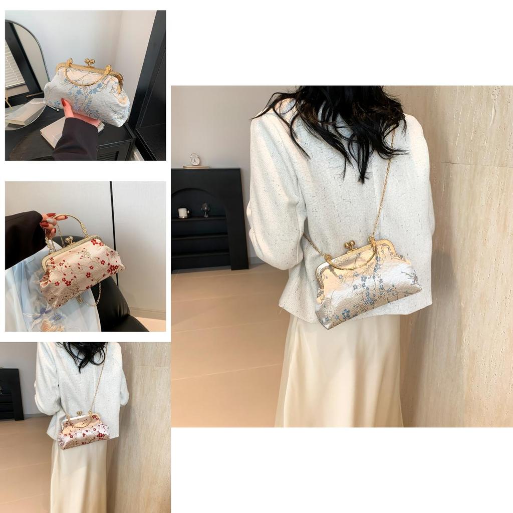 Артистичная Национальная Стиль Застежка-Пряжка Сумка для Ципао 2024 Шикарная Летняя Ручная Металлическая Сумка на Плечо