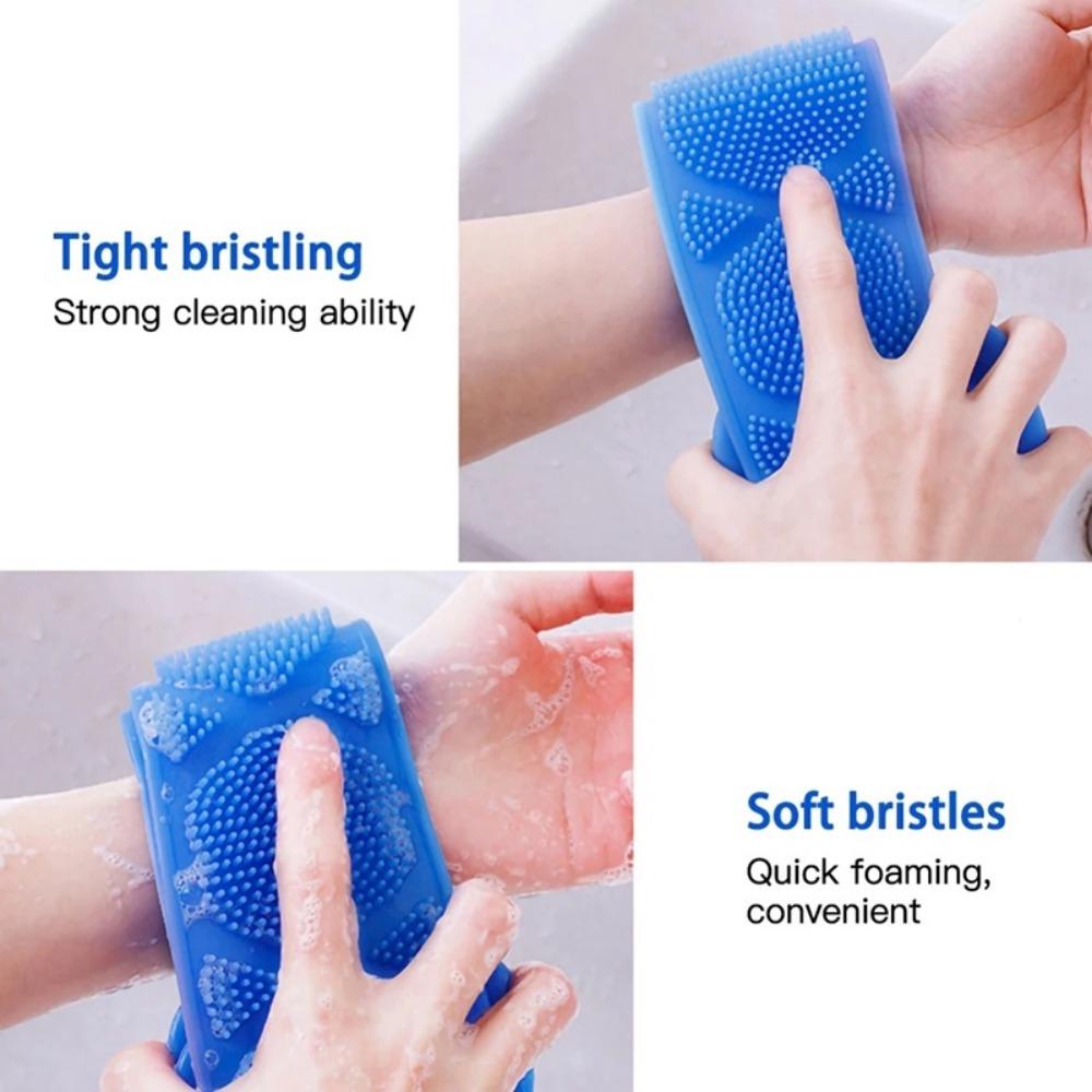 Body Silicone Brush Double Sided Strong Shower Long Strip Back Scrub Towel For Scrub Body Exfoliating Sponge Massage Clean Tools