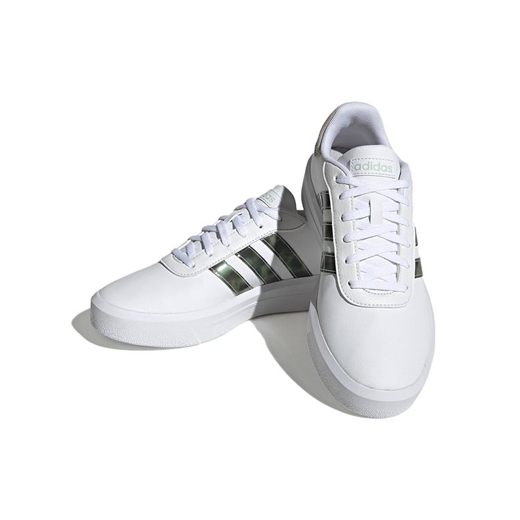 adidas Белые льняные зеленые женские кроссовки на платформе Court Cloud-White HP9434
