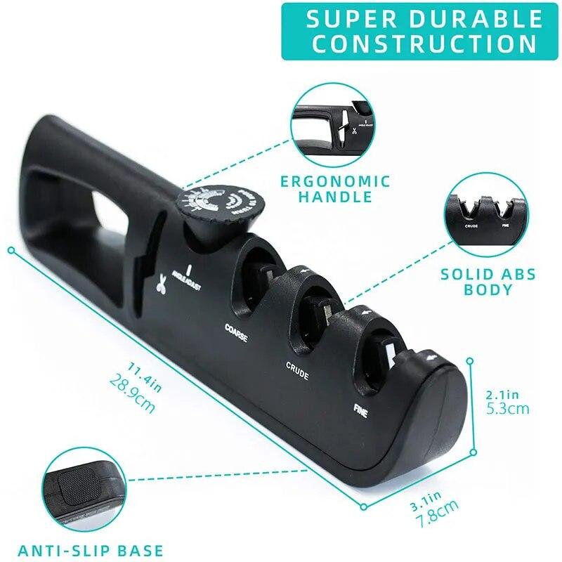 Knife Sharpener Angle Adjustable 4 Stages Scissors Sharpening Stone Professional Kitchen Grinder Knives Whetstone Sharpener Tool