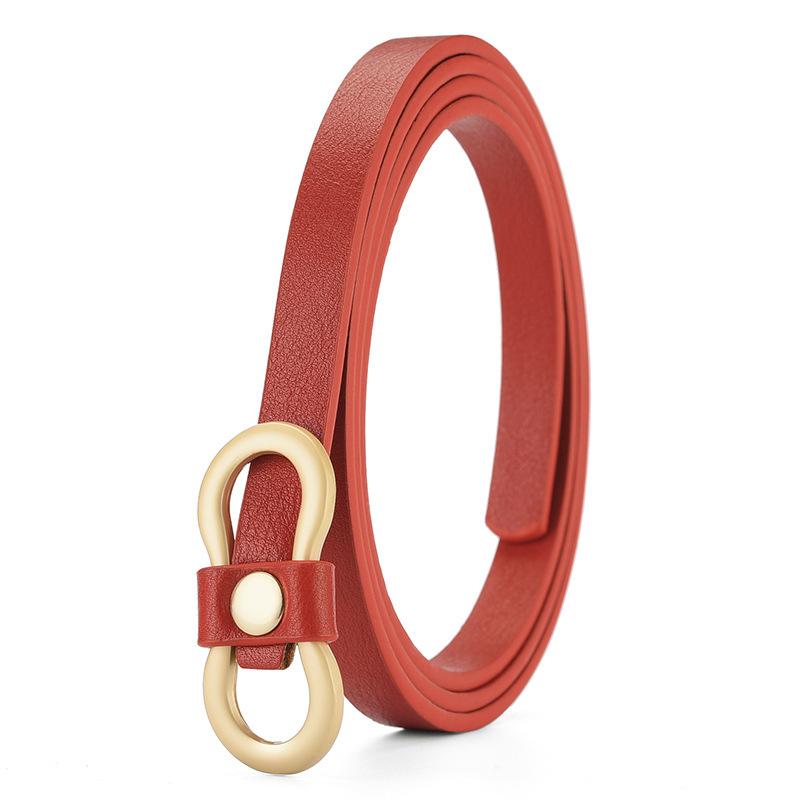 Женский ремень 105 см Корейский стиль Модный тонкий ремень Ремень для платья, рубашки Универсальный и простой Без проколов Маленький ремень из полиуретана