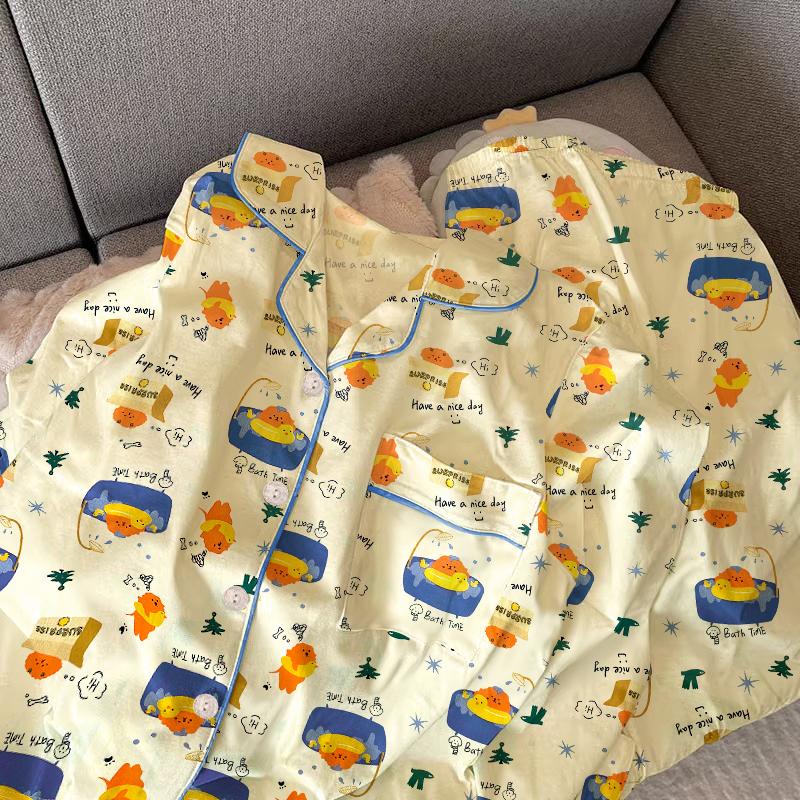 Весна Осень Милый Сетчатый Девочки Пижамный Комплект Длинный Рукав Для Отдыха Пижамы Женщин Свободная Ночная Рубашка Домашняя Одежда Костюм