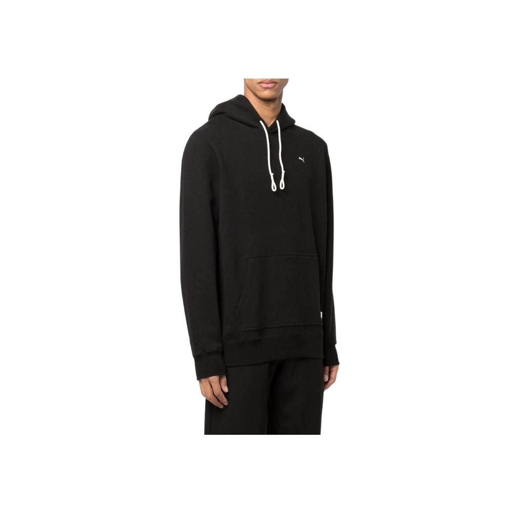 Puma Solid Color Pullover Hoodie With Embroidered Logo Men Hoodies Black 533464-01
