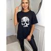 Black Oversized T Shirt With Skull Tree Print For Casual Wear