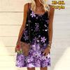 Женское мини-платье с цветочным принтом и маленькими блестками, вечернее платье без рукавов, летнее пляжное платье, сарафан