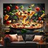 2D flat surface a single-piece vivid Italian pizza party background suitable for home decoration and birthday celebrations