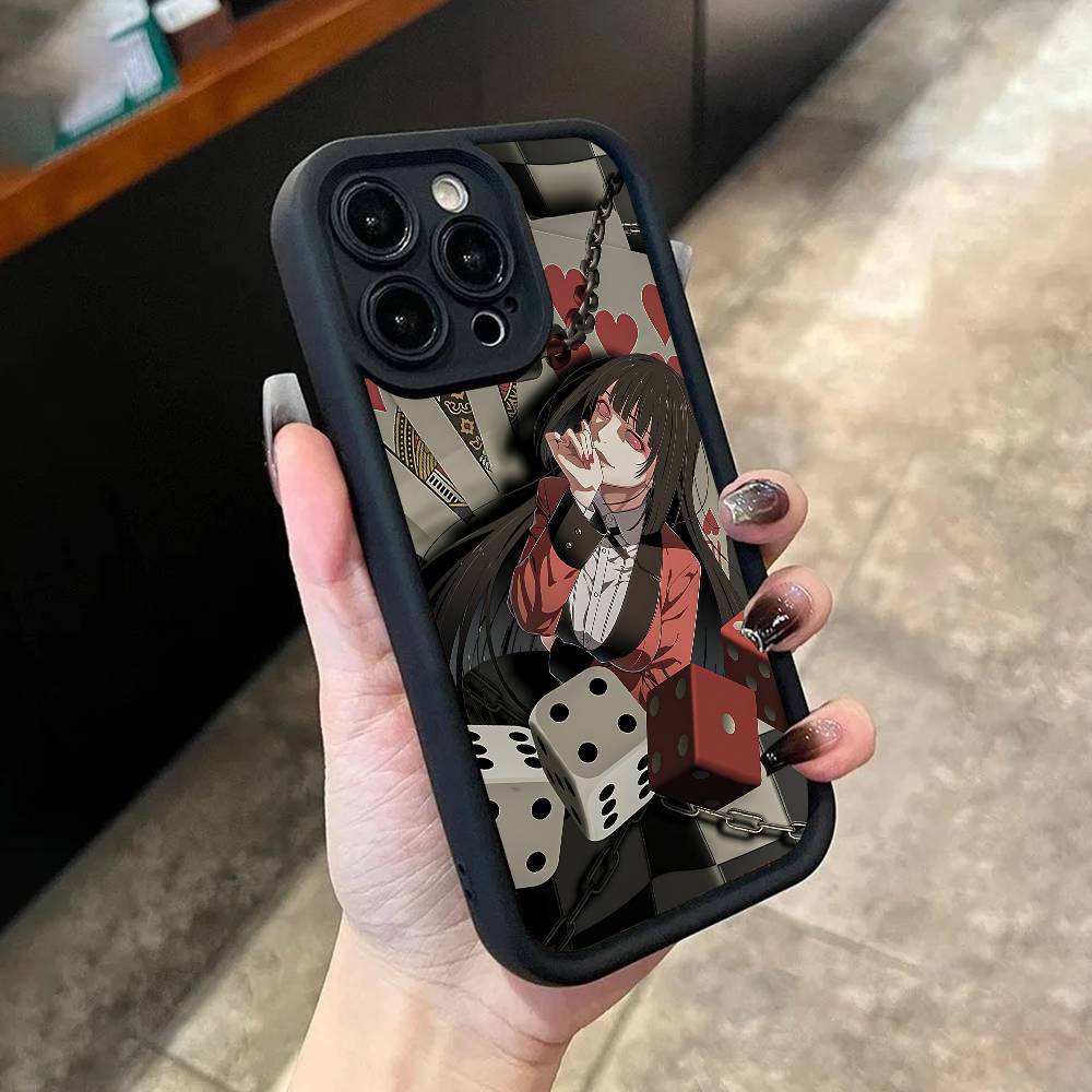 Чехол для телефона Yumeko Jabami K-Kakegurui для iPhone 17,16,15,14,13,12,11,Pro,Max,Plus,X,XS,SE4,E,Mini Черный Утолщенный край Чехол