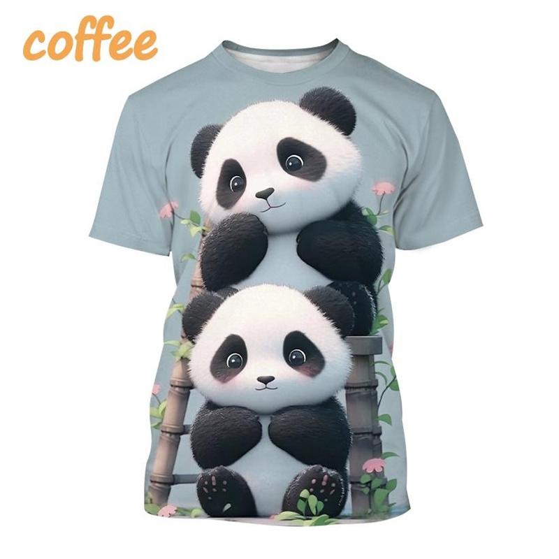 Летние футболки унисекс с круглым вырезом и 3D принтом мультяшного животного панды, модные повседневные футболки с коротким рукавом для мужчин и женщин