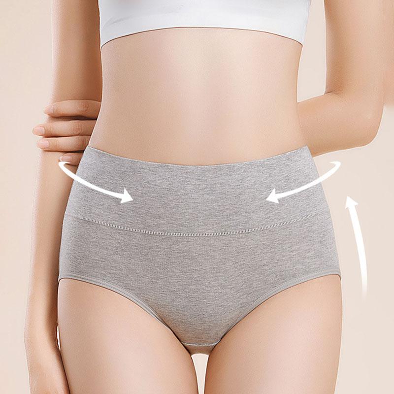 Хлопковые трусики для женщин с высокой талией, нижнее белье больших размеров, женские трусы, однотонное комфортное женское нижнее белье