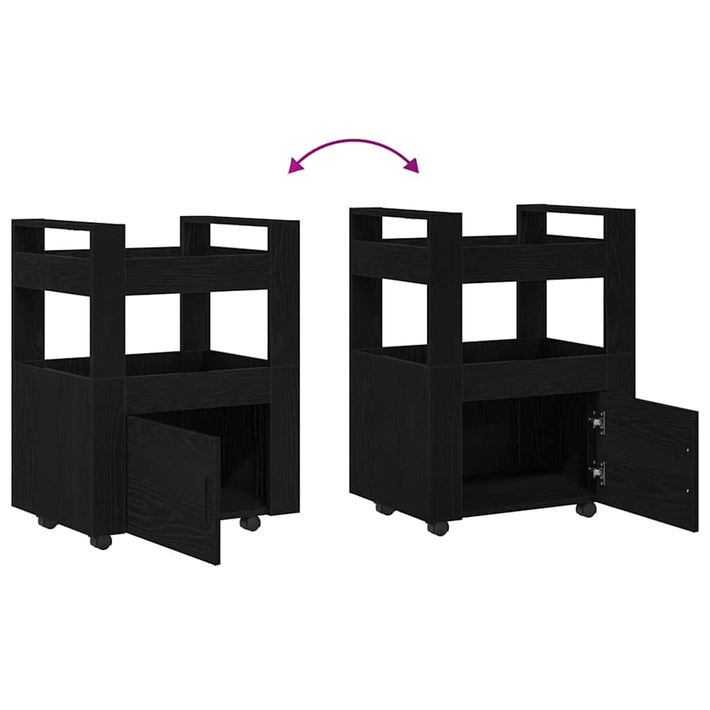 Kitchen Trolley Black Oak Effect 60 x 45 x 80 cm