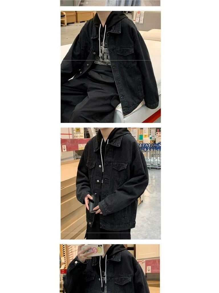 Мужская модная джинсовая куртка в гонконгском стиле 2025: Универсальная уличная одежда свободного кроя